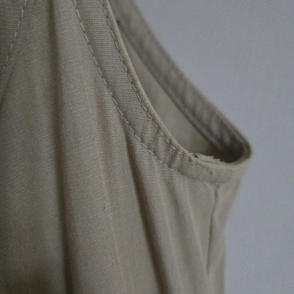 Designer Jean-Claude Poitras 90s Sleeveless Tan Button-Front Dress - Picture 7 of 11